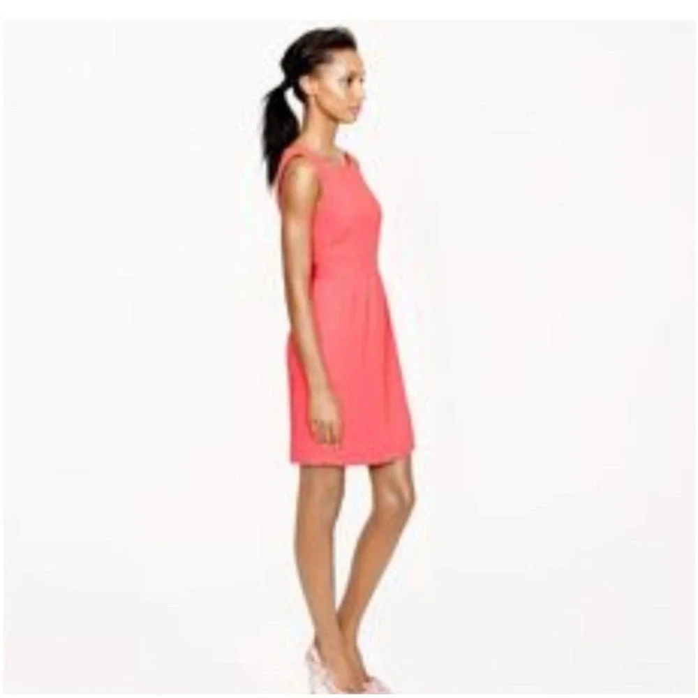 J. CREW Camille Women's Coral Pink‎ Sleeveless Sheath Dress Sexy Cute Spring